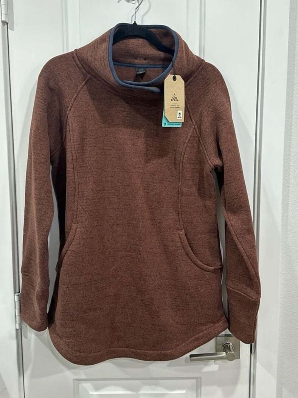 prAna Tri Thermal Threads Tunic Women's Cowl Neck Pullover in Umber